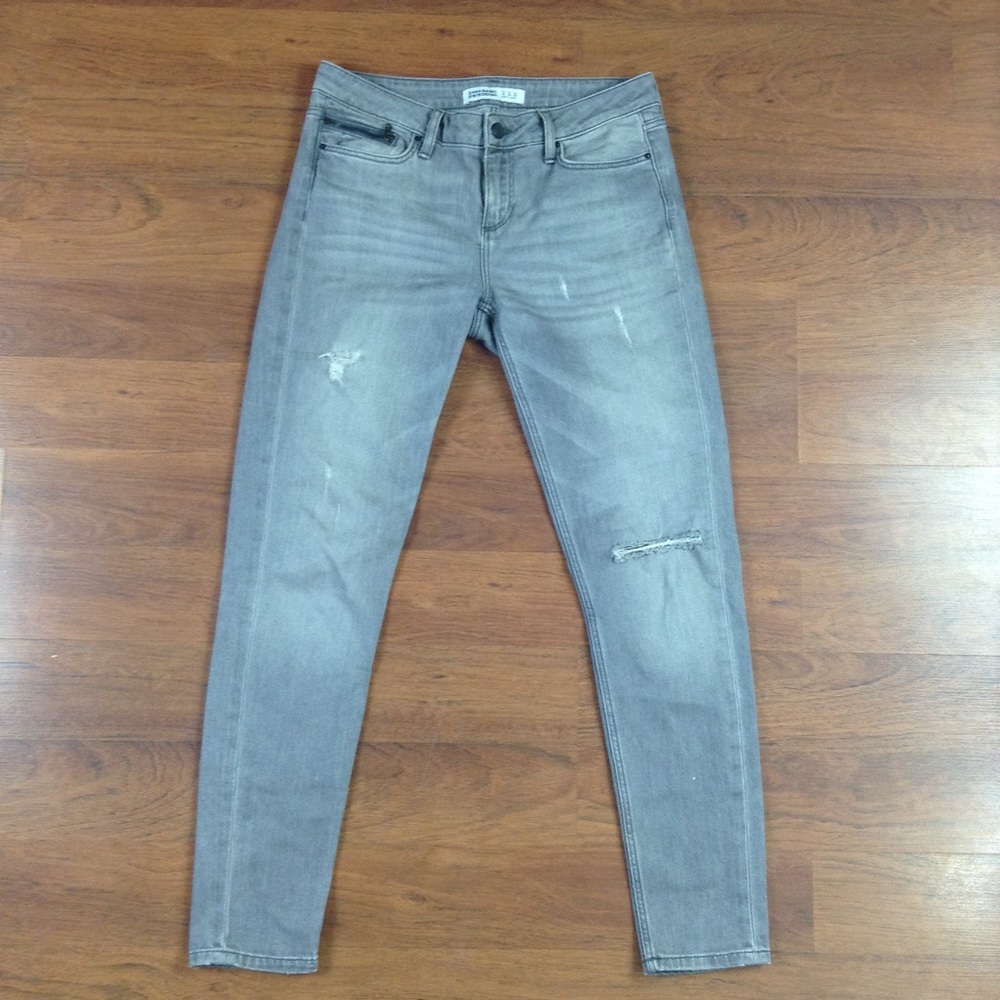 Zara Basic Denim Gray Distressed Cut-Off Jeans 4 - image 1
